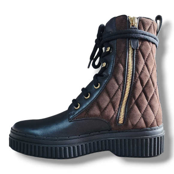 Tod's Diamond Quilted Lace-up Boot In Black Multi Size 34.5 (US 4.5) - Picture 11 of 16